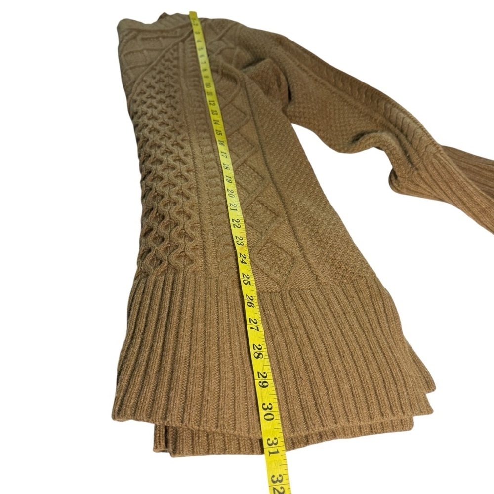 J. Crew Wool Blend Patchwork Cable Knit Tunic Sweater Sz Small Capsule Tan Camel - Picture 6 of 9
